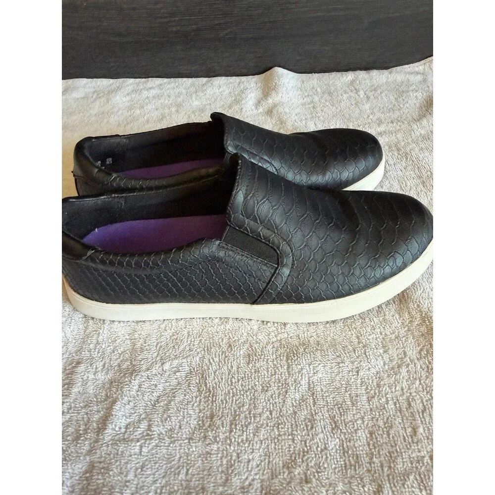 Dr. Scholl's Madison Womens Slip On Sneaker Black Snake Embossed Size 8.5